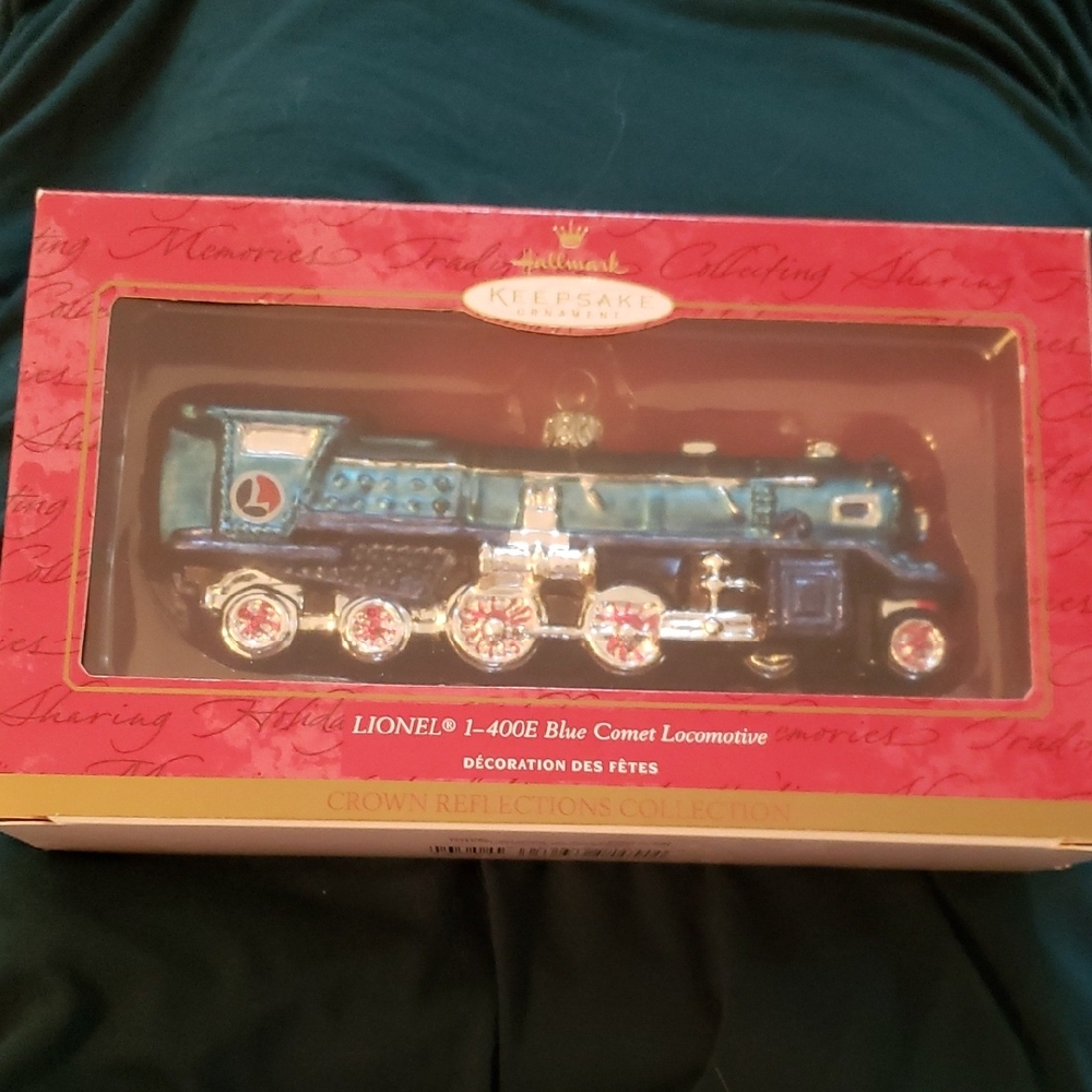 Hallmark Keepsake Lionel Blue Comet Locomotive Blown Glass  Ornament